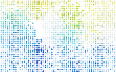 Çemberli koyu mavi vektör deseni. İş tasarımınız için geometri şablonu. Renkli kürelerle arka plan.