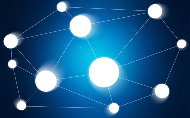 Noktalar, çizgiler ile koyu mavi vektör kapak. Küreler ve çizgiler ile modern soyut renkli resimde. Desen-ebilmek var olmak kullanılmış için fütüristik reklam, kitapçıklar.