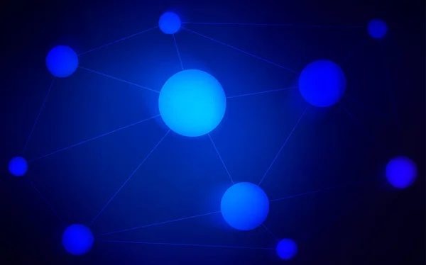 Темно Синий Векторный Узор Сферами Треугольниками Блестящая Абстрактная Иллюстрация Соединением — стоковый вектор