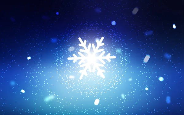 Темна Blue Векторна Текстура Кольоровими Сніжинками Блискуча Кольорова Ілюстрація Снігом — стоковий вектор