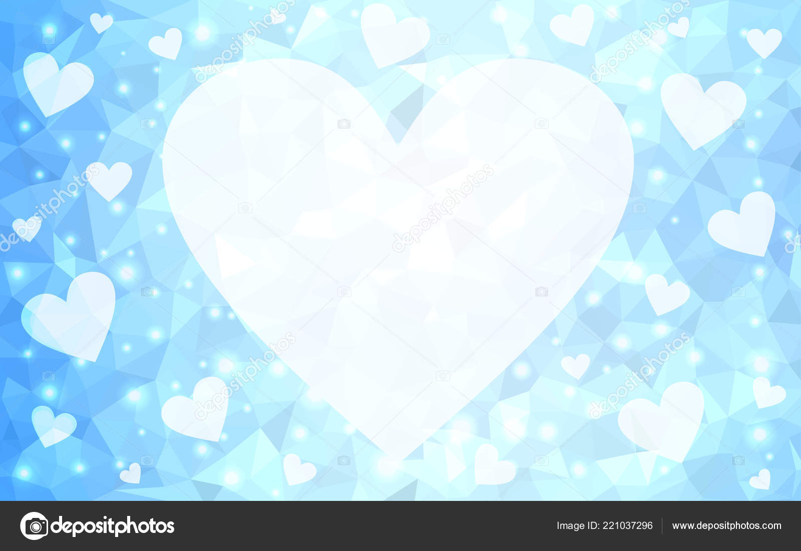 Light Blue Vector Abstract Glitter Heart Shape White Background