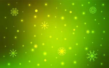 Açık yeşil, sarı vektör şablon buz kar taneleri ile. Bulanık arka plan gradyan ile kar. Desen-ebilmek var olmak kullanılmış için yeni yıl hazırlanan broşürler.