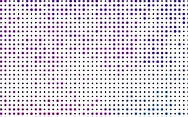 Renkli küreli koyu mavi vektör deseni. Beyaz arkaplanda yarım ton biçiminde tekrarlanan dairelerin geometrik örneği.