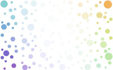 Işık çok renkli vektör afiş çevreler, küreler ayarlayın. Soyut noktalar. Noktalı resim stili renkli gradyan ile kabarcıkları arka plan sanat.