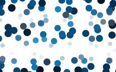 Çemberli koyu mavi vektör deseni. İş tasarımınız için geometri şablonu. Renkli kürelerle arka plan.