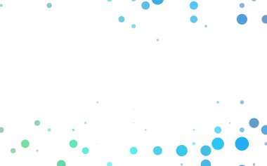 Renkli küreli koyu mavi vektör deseni. Beyaz arkaplanda yarım ton biçiminde tekrarlanan dairelerin geometrik örneği.