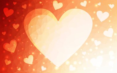 Beyaz arka plan üzerinde izole ışık turuncu vektör kalp. Geometrik buruşuk üçgen düşük Poli origami stil gradyan grafik illüstrasyon. İşiniz için köşeli tasarım.