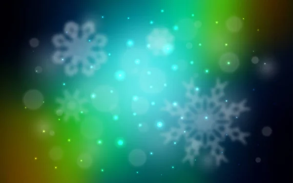 Azul Oscuro Fondo Vector Amarillo Con Copos Nieve Navidad Diseño — Archivo Imágenes Vectoriales