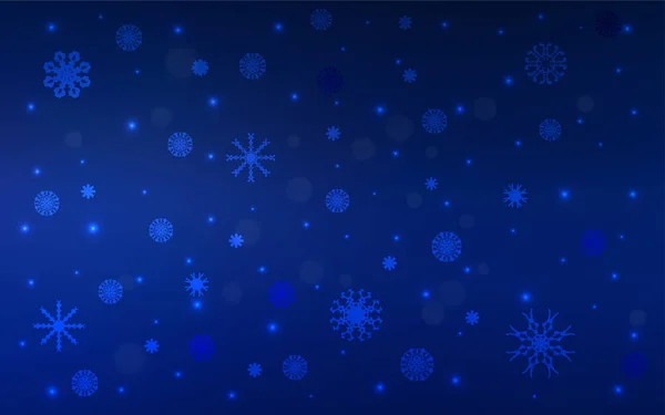 Modello Vettoriale Blu Scuro Con Fiocchi Neve Natalizi Neve Sfondo — Vettoriale Stock