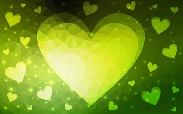 Fond Amour Vecteur Vert Clair Avec Coeur Une Note Papier — Image vectorielle