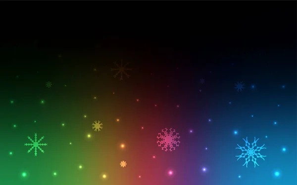 Dunkler Mehrfarbiger Vektorüberzug Mit Schönen Schneeflocken Leuchtende Farbige Illustration Mit — Stockvektor