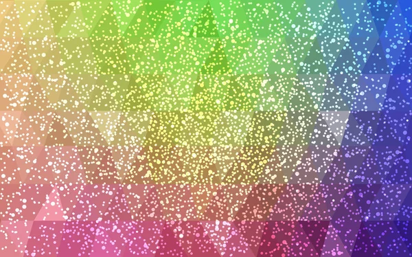 Lumière Multicolore Vecteur Faible Fond Cristal Poly Avec Flocons Neige — Image vectorielle