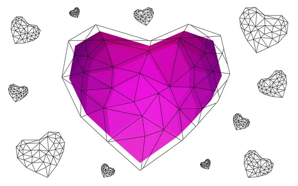 淡いピンクはベクトル多角形白地抽象的な三角形の幾何学的な中心です あなたの設計のための幸せなバレンタインの日グリーティング カード ストック テンプレート — ストックベクタ