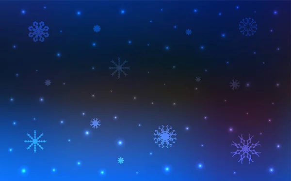 Layout Vetorial Blue Escuro Com Flocos Neve Brilhantes Glitter Ilustração — Vetor de Stock