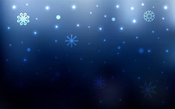 Fundo Vetorial Azul Escuro Com Flocos Neve Xmas Glitter Ilustração — Vetor de Stock