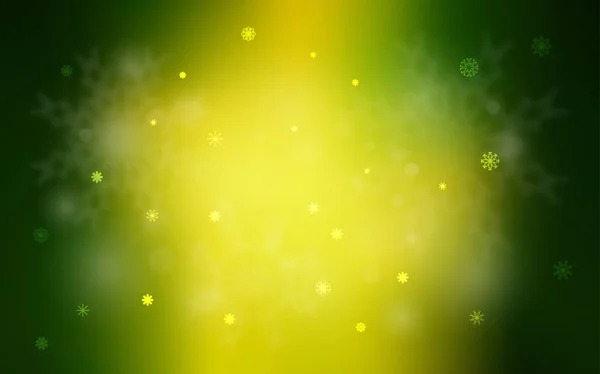 Verde Claro Diseño Vectorial Amarillo Con Copos Nieve Brillantes Ilustración — Archivo Imágenes Vectoriales