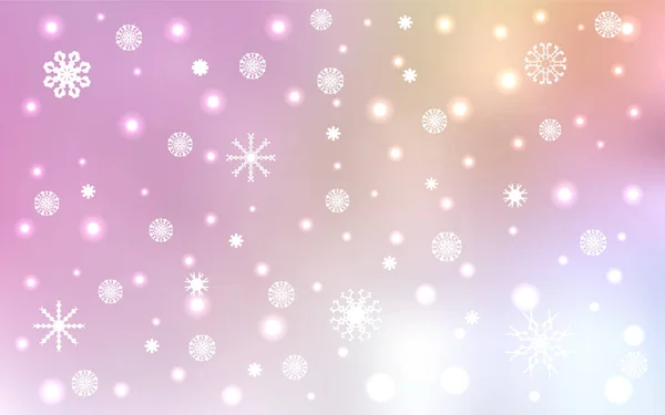 Hellrosa Gelber Vektorüberzug Mit Schönen Schneeflocken Dekorative Leuchtende Illustration Mit — Stockvektor