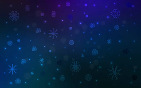 Fundo Vetorial Azul Escuro Com Flocos Neve Xmas Ilustração Brilhante — Vetor de Stock