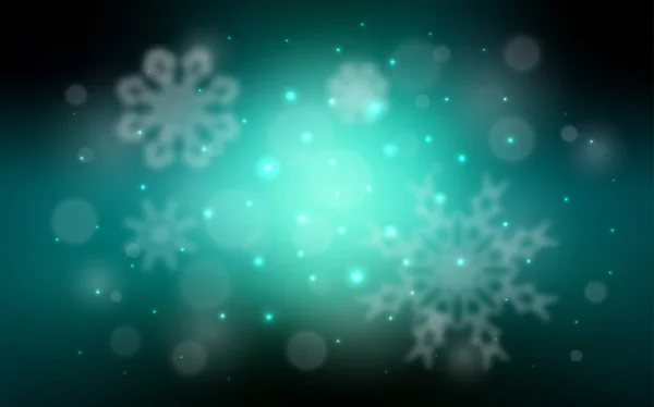 Azul Oscuro Diseño Vectorial Verde Con Copos Nieve Brillantes Ilustración — Archivo Imágenes Vectoriales