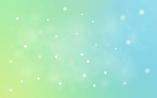 浅蓝色 绿色矢量布局与明亮的雪花 现代几何抽象插图与冰晶体 该模式可用于新年广告 小册子 — 图库矢量图片