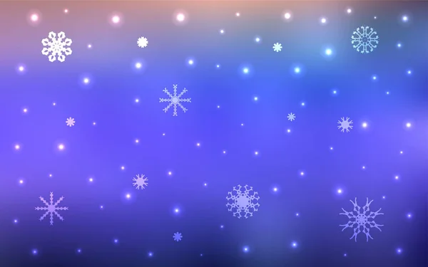 Diseño Vectorial Púrpura Claro Con Copos Nieve Brillantes Nieve Sobre — Archivo Imágenes Vectoriales