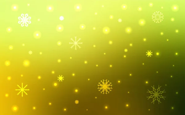 Verde Claro Plantilla Vector Amarillo Con Copos Nieve Hielo Diseño — Archivo Imágenes Vectoriales