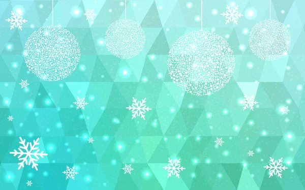 Light Green Vector Low Poly Crystal Background Snowflakes Polygon Christmas — Stock Vector