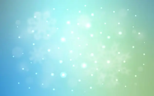 Светло Голубой Зеленый Векторный Фон Хмельными Снежинками Размытый Декоративный Дизайн — стоковый вектор