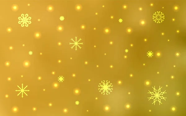 Dunkelgelbe Vektorschablone Mit Eisschneeflocken Verschwommenes Dekorationsdesign Weihnachtsstil Mit Schnee Das — Stockvektor