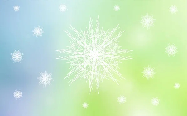 Light Blue Green Vector Cover Beautiful Snowflakes Blurred Decorative Design — Stock Vector