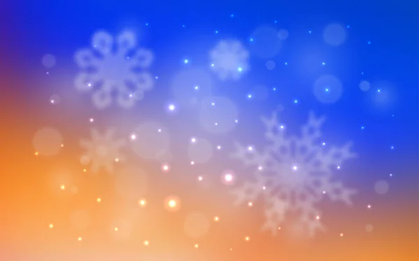 Ljusblå Gula Vektor Täck Med Vackra Snöflingor Lysande Färgade Illustration — Stock vektor