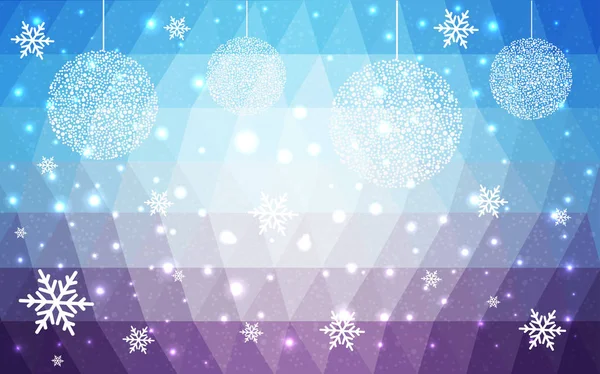 浅粉色蓝色矢量低聚水晶背景与雪花 多边形圣诞节设计模式 新年庆典低聚例证 — 图库矢量图片