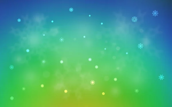 Світло Блакитний Зелений Векторний Макет Яскравими Сніжинками Блискуча Абстрактна Ілюстрація — стоковий вектор