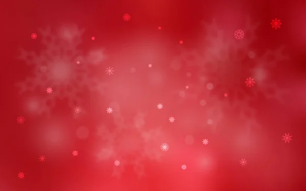 Layout Vettoriale Rosso Chiaro Con Fiocchi Neve Brillanti Illustrazione Astratta — Vettoriale Stock