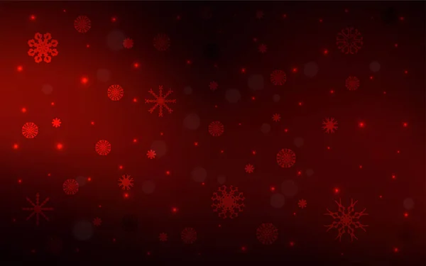 Fundo Vetor Vermelho Escuro Com Flocos Neve Xmas Brilhando Ilustração — Vetor de Stock