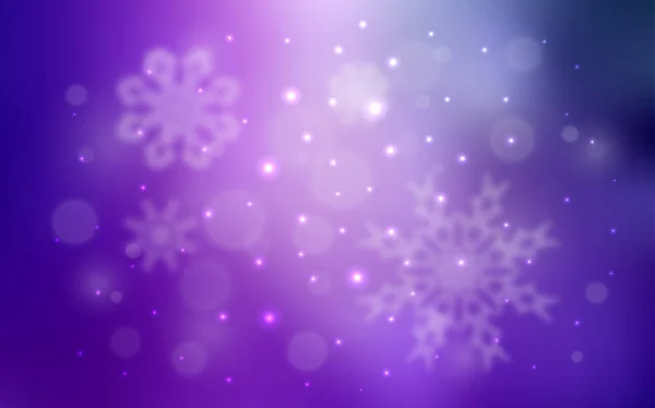 紫の光色雪の結晶ピンク ベクトル テクスチャ グラデーションで抽象的な背景をぼかした写真に雪が降る テンプレートが新しい年の背景としても使えます — ストックベクタ