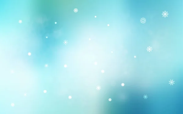 浅蓝色 绿色向量模式与圣诞节雪花 装饰闪亮插图与雪抽象模板 该模式可用于新年传单 — 图库矢量图片