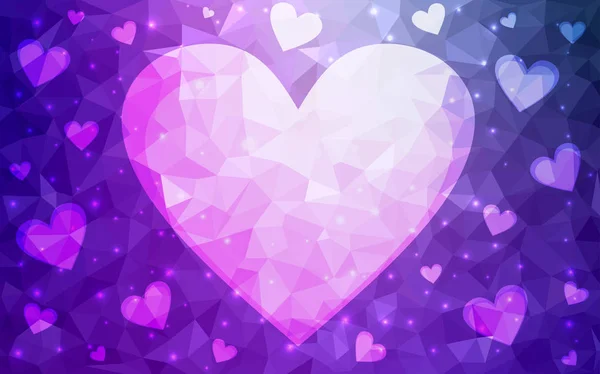 Світло Фіолетове Рожеве Векторне Серце Ізольовано Білому Тлі Геометрична Градієнтна — стоковий вектор