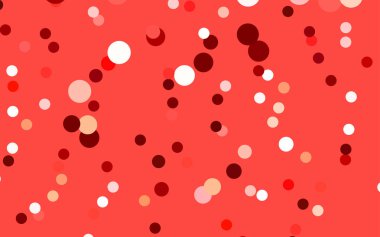 Işık kırmızı, sarı vektör desen renkli küreler ile. Noktalı resim tarzında beyaz arka plan üzerinde daireler yinelenen geometrik örnek.