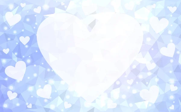 Light Blue Vector Abstract Glitter Heart Shape White Background Love — стоковый вектор