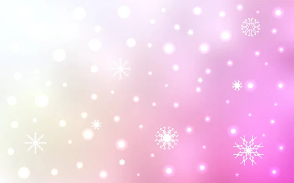 Rose Clair Fond Vectoriel Jaune Avec Flocons Neige Noël Illustration — Image vectorielle