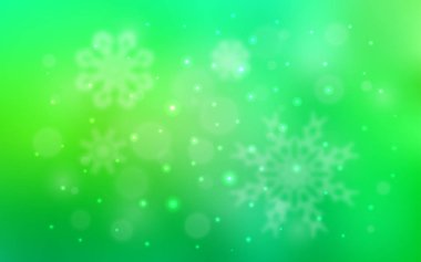 Parlak kar taneleri ile ışık yeşil vektör düzeni. Bulanık arka plan gradyan ile kar. Desen-ebilmek var olmak kullanılmış için yeni yıl reklam, kitapçıklar.