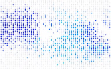 Çemberlerden oluşan hafif BLUE vektör çizimi. İşiniz için noktalı gradyan tasarımı. Renkli benekli yarım ton biçiminde yaratıcı geometrik arkaplan.