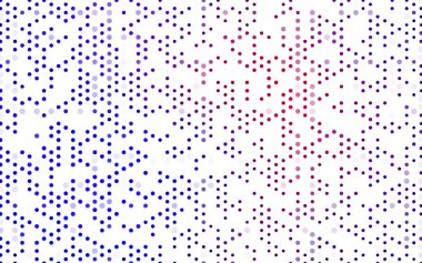 Açık mavi, kırmızı vektör afiş daire ile yuvar. Soyut noktalar. Yarı ton tarzı renkli gradyan ile arka plan sanat bubbles.