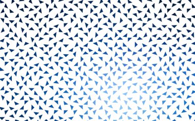 Beyaz zemin üzerinde küçük üçgenlerin koyu mavi vektörü. Üçgenlerin soyut dokusunun tasviri. Pankart, poster ve kapak için desen tasarımı.