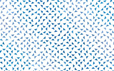 Beyaz zemin üzerinde küçük üçgenlerin açık mavi vektörü. Üçgenlerin soyut dokusunun tasviri. Pankart, poster ve kapak için desen tasarımı.