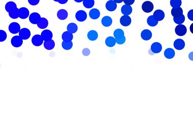 Çemberlerden oluşan hafif BLUE vektör çizimi. İşiniz için noktalı gradyan tasarımı. Renkli benekli yarım ton biçiminde yaratıcı geometrik arkaplan.