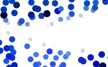 Renkli küreli koyu mavi vektör deseni. Beyaz arkaplanda yarım ton biçiminde tekrarlanan dairelerin geometrik örneği.