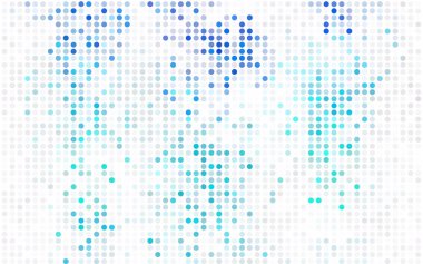 Koyu mavi, kırmızı renkli küreler desenle vektör. Noktalı resim tarzında beyaz arka plan üzerinde daireler yinelenen geometrik örnek.