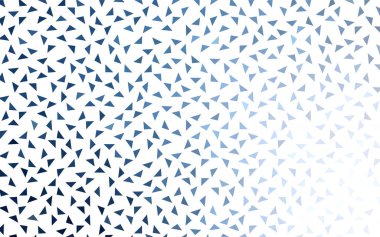 Beyaz zemin üzerinde küçük üçgenlerin açık mavi vektörü. Üçgenlerin soyut dokusunun tasviri. Pankart, poster ve kapak için desen tasarımı.